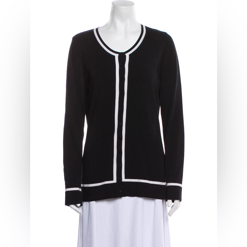Dolce & Gabbana Black Cardigan With White Accents